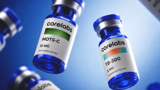 CoreLabs MOTS-C and TB-500 lyophilised peptide vials