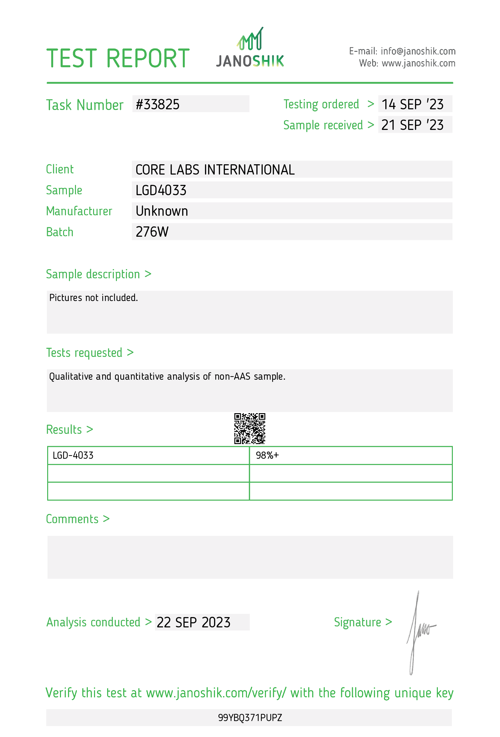 LGD-4033 Ligandrol lab report preview